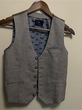 next Black and White Houndstooth Waistcoat Race Car Lining Boys Age 12